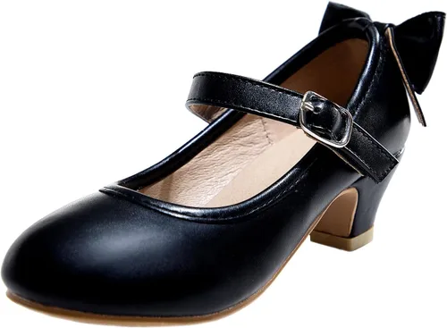 Vista 3 de Zapatos de vestir para niñas, zapatos de princesa de tacón bajo, zapatos planos Mary Jane para fiestas de bodas y niños pequeños