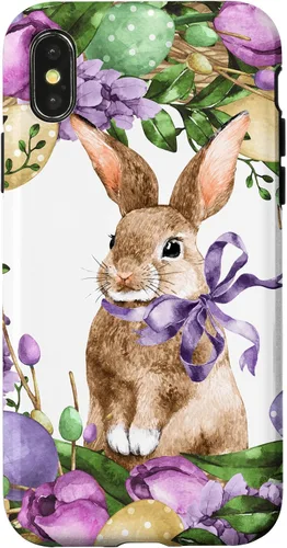 Vista 5 de Floral Easter Bunny Wreath Decor for Women Cute Easter Day Case for iPhone 17