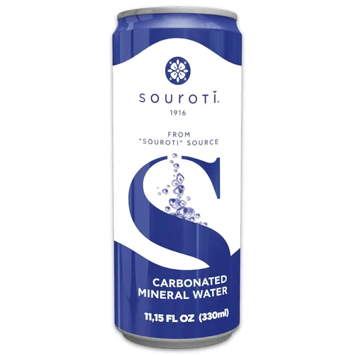 Vista 3 de SOUROTI Agua mineral carbonatada sin sabor con gas Bebida saludable rica en minerales y oligoelementos Paquete de 24, latas de 11.2 onzas