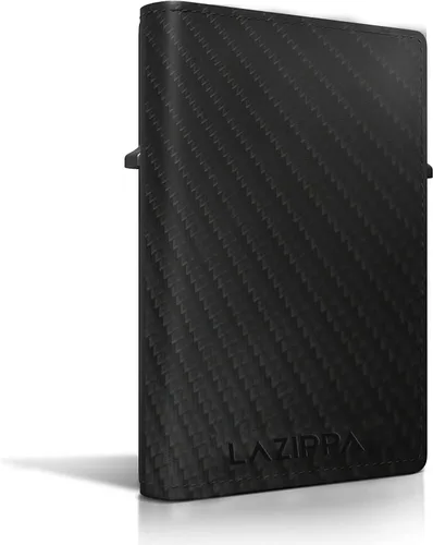Vista 2 de LAZIPPA Cartera inteligente para hombre, de bolsillo, minimalista, con soporte para rastreador, cartera de cuero con bloqueo RFID, elegante cartera