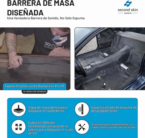 Vista 2 de Luxury Liner Pro - Aislamiento de sonido 2 en 1 para autos - Vinilo cargado en masa y espuma de celda cerrada - Barrera de ruido MLV fabricada