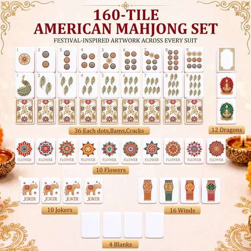 Vista 4 de Thenshop 160 piezas de azulejos Mahjong americanos de 1.2 pulgadas