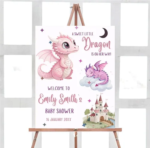 Vista 31 de Letrero de bienvenida para baby shower, personalizado, tema de dinosaurio para eclosionar, varios tamaños