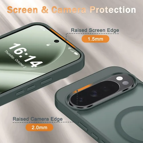 Vista 713 de Funda para Google Pixel 10 Pro XL, cubierta magnética mate, color negro Fit for MagSafe, Screen Protector included, Shockproof Military Grade