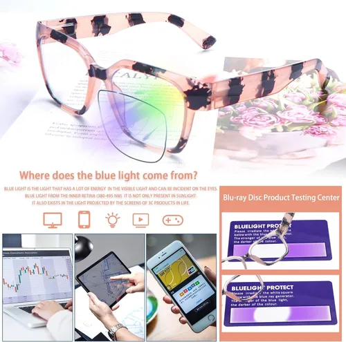 Vista 5 de 6 Pack Reading Glasses for Women Blue Light Blocking Reading Glasses Computer Readers with Spring Hinge Eyeglasses