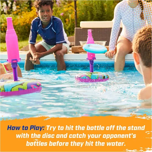 Vista 4 de SwimWays Hydro Bottle Splash, juguetes de piscina para niños y adultos, juego de piscina con disco para lanzar, juguetes al aire libre para niños