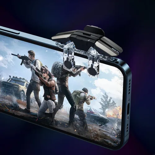 Vista 7 de 2022 New Model Mobile Game Controller Trigger, Mobile Game 6 Finger Trigger Sensitive Target Buttons martphone Game Controller Gamepad for