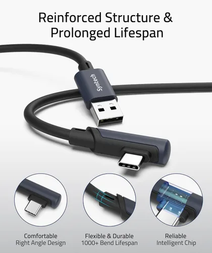 Vista 7 de Syntech Estuche rígido grande con cable de enlace de 16 pies16.4 ft compatible con OculusMeta Quest2
