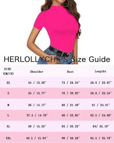 Vista 5 de HERLOLLYCHIPS Camisetas de cuello alto falso para mujer hombros descubiertos manga cortalarga punto acanalado ajustadas elásticas sexys casuales