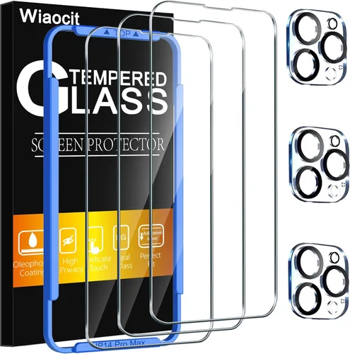 Vista 9 de Wiaocit 3 Pack Tempered Glass Screen Protector for iPhone 13 Pro with 3 Pack Camera Lens Protector, 9H Hardness, Bubble Free, Case Friendly