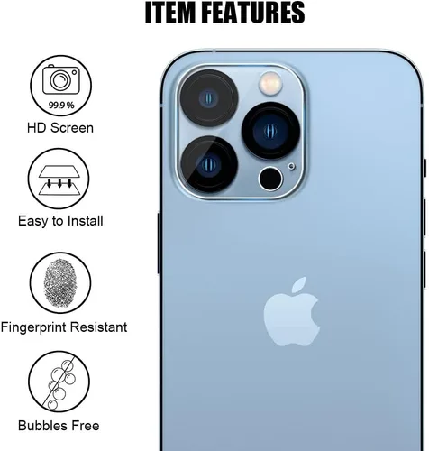 Vista 5 de (3+3) para iPhone 13 Pro (6.1 pulgadas) (paquete de 3) (3 unidades) Protector de pantalla de privacidad con protector de lente de cámara, no afecta