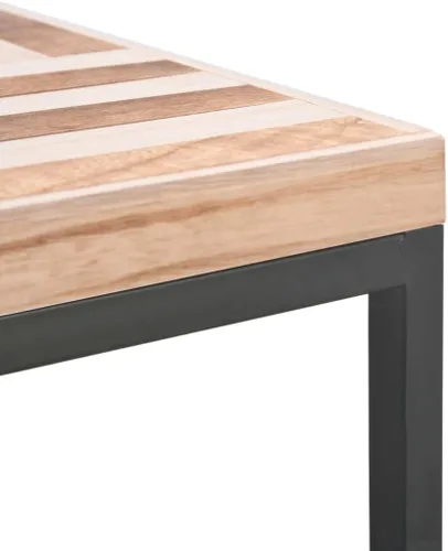 Vista 5 de Mesa de centro de 19.7 x 19.7 x 13.2 pulgadas, de madera maciza, mesa de centro de comedor, mesa auxiliar para sala de estar, jardín, parque, balcón