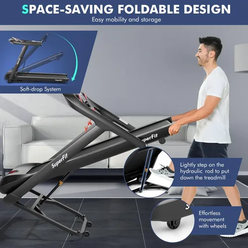 Vista 5 de Goplus Caminadora plegable de 4.75 HP con 15% de inclinación automática, caminadora eléctrica Superfit con control de voz y aplicación, 20 programas