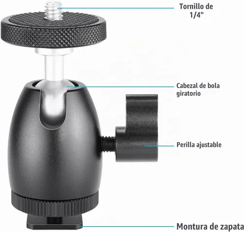 Vista 8 de Neewer Soporte adaptador para accesorios de cámara de fotos, con cabeza de bola pequeña, con traba.