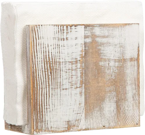 Vista 7 de Servilletero de papel de madera rústica, dispensador de almacenamiento de servilletas para mesas, accesorios de oficina de cocina para restaurantes
