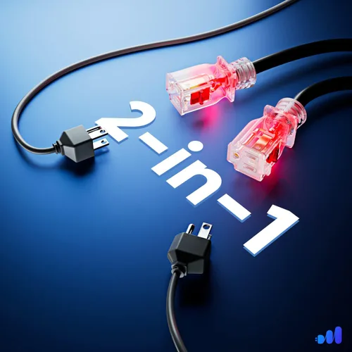 Vista 2 de Divisor de cable de extensión SJTW de alimentación 2 en 1 con función de bloqueo de 1.5 pies, calibre 16