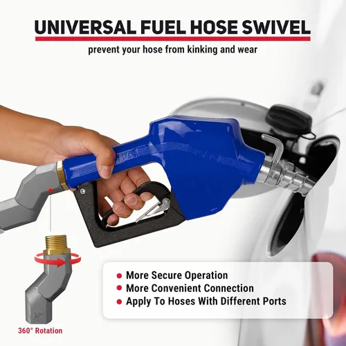 Vista 3 de Boquillas de combustible automáticas de 3/4", boquilla de transferencia de combustible con apagado automático y junta giratoria de 360°, gancho