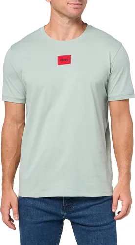 Vista 45 de Hugo Mens Ribbed Crew Neck Regular Fit Center Logo T-Shirt Blanco (Chalk White)