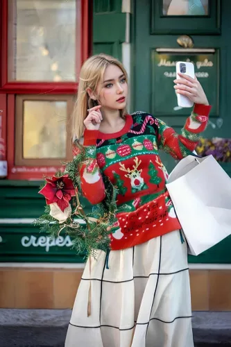 Vista 18 de v28 - Suéteres feos de Navidad variados, para mujer, suéter de punto con diseño de reno feliz