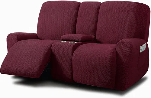 Vista 43 de ULTICOR Fundas jacquard para sofá reclinable de 8 piezas, fundas elásticas para sofá reclinable de 3 cojines, gruesas, suaves y lavables (estilo 3)