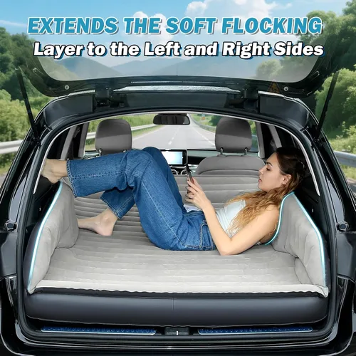 Vista 5 de Colchón de aire autoinflable para SUV con bomba eléctrica integrada, colchón de aire de coche para maletero, colchón portátil para automóvil