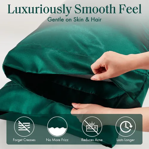Vista 139 de Madison Park Essentials - Juego de sábanas de satén de lujo y sedoso con brillo natural, bolsillo elástico de 14 pulgadas para colchones de hasta 16