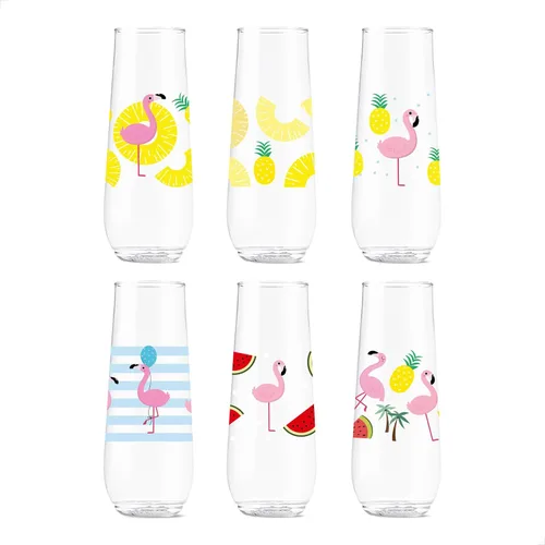 Vista 42 de TOSSWARE POP - Juego de 6 copas de champán con estampado de flauta de 9 onzas, de alta calidad, reciclables, irrompibles y de plástico transparente