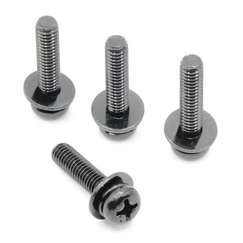 Vista 3 de ReplacementScrews Tornillos de soporte compatibles con Insignia NS-50D510NA19 (NS50D510NA19), Complete Feet / Legs Screw Set, Black Plated, Metric