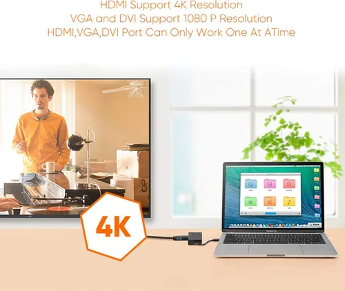 Vista 6 de CableCreation Adaptador de DisplayPort multifunción a HDMI/DVI/VGA, adaptador de DisplayPort DP 3 en 1, compatible con resolución HDMI 4K x 2K, negro