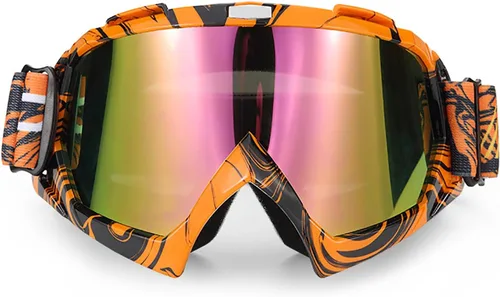 Vista 7 de ATV Ciclismo Motocicleta Gafas de Moto Bendable Anti-Reflexión Esponja Acolchado Gafas de esquí KG9 Lente teñida de naranja