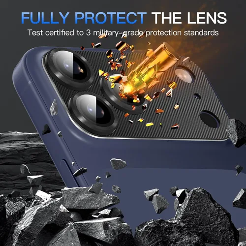 Vista 6 de Suoman Para iPhone 17 Pro Protector De Lente De Cámara, Protector De Pantalla De Lente De Cámara De Vidrio Templado De Metal De Metal De Diseño Todo