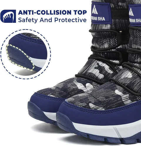 Vista 5 de Mishansha - Botas para la nieve para niño y niña, botas impermeables para el invierno, antideslizantes y cálidas para el clima frío