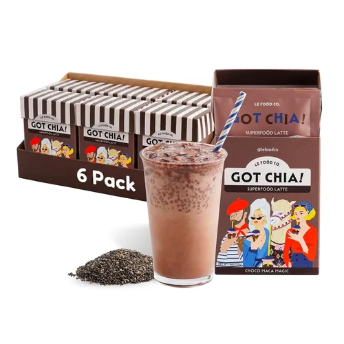 Vista 10 de Le Food Got Chia! Superfood Latte - Mezcla de bebida de semillas de chía Clean Label (6 cajas de 4, flor ámbar oolong)