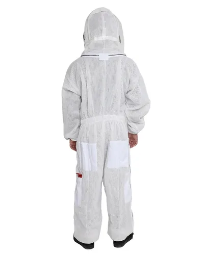 Vista 8 de Traje de abeja ventilado de 3 capas, kit de traje de apicultor con velo de esgrima desmontable y guantes de abeja (2XL)