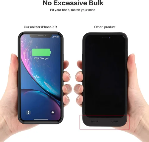 Vista 6 de Funda de batería para iPhone XR, funda de carga portátil de 6800 mAh para iPhone XR, batería externa recargable, batería externa, funda protectora