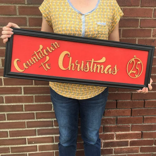 Vista 7 de Countdown to Christmas Wall Decor Sign Advent Calendar