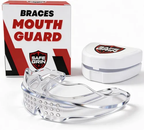 Vista 8 de SafeGrin Protector Bucal Azul para Brackets para Deportes - Silicona Premium para Adolescentes y Jóvenes, Protección de Dientes Superiores e