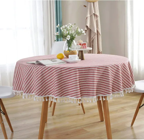 Vista 9 de Mantel cuadrado de lino y algodón con borlas a rayas, resistente a las arrugas, para cocina, comedor, decoración de mesa del hogar