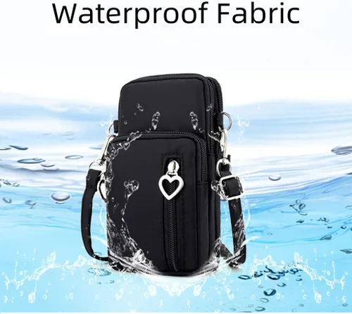 Vista 2 de JUMISEE Bolsa cruzada de 3 capas para teléfono móvil, bolsa de nailon para smartphone