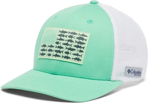 Vista 34 de Columbia Gorra unisex de malla con bandera de pez PFG para adultos, corona baja