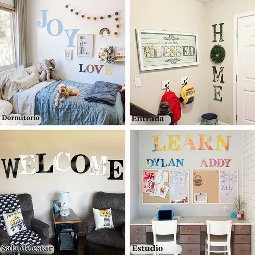 Vista 5 de Letra de madera de 12 pulgadas, letras de madera para decoración de pared, letras de madera sin terminar en blanco de 1/5 pulgadas para decoración
