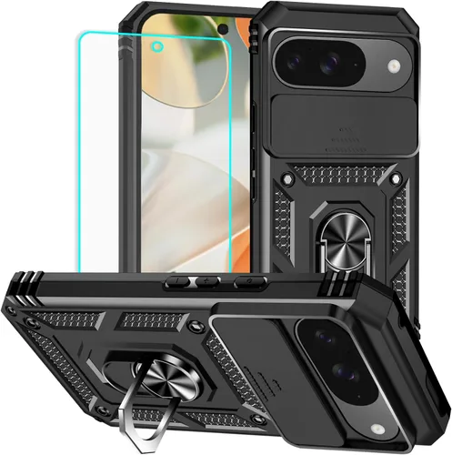 Vista 27 de HNHYGETE Funda para Pixel 6a con protector de pantalla HD, soporte giratorio de grado militar de 360° (resistente) a prueba de golpes para Google