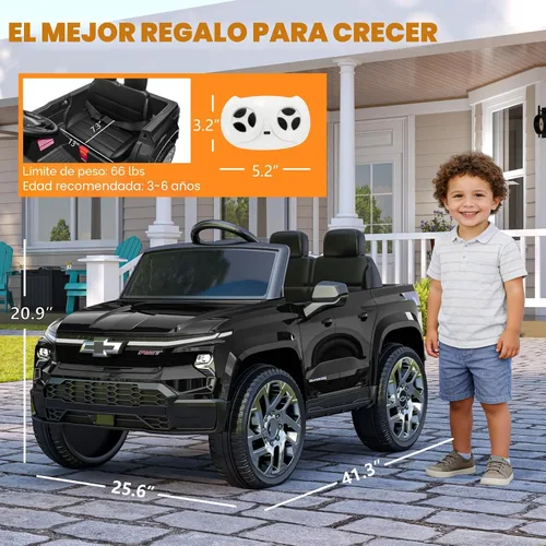 Vista 2 de Auto eléctrico Chevrolet Silverado con licencia de 24 V para niños Negro