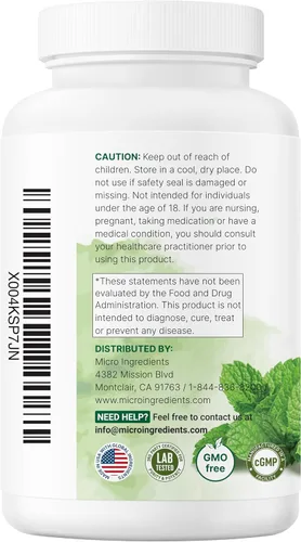Vista 7 de Micro Ingredients Complejo de Súper Verdes con Clorofila 240 Cápsulas Vegetales con Perejil, Moringa, Espirulina, Clorela y Más Sin Gluten, Sin