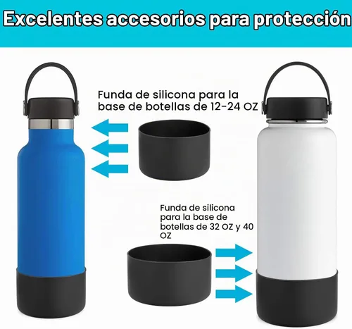 Vista 7 de Bota de silicona para botella de agua Hydro Flask de 12 a 40 onzas, bota para Stanley Cup 40 30 onzas, botas inferiores para botellas de agua Negro