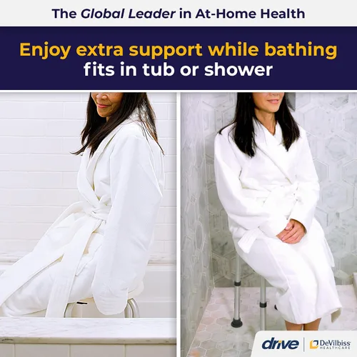 Vista 2 de Altura ajustable taburete de baño., RTL12004KD, Blanco, 1, 1