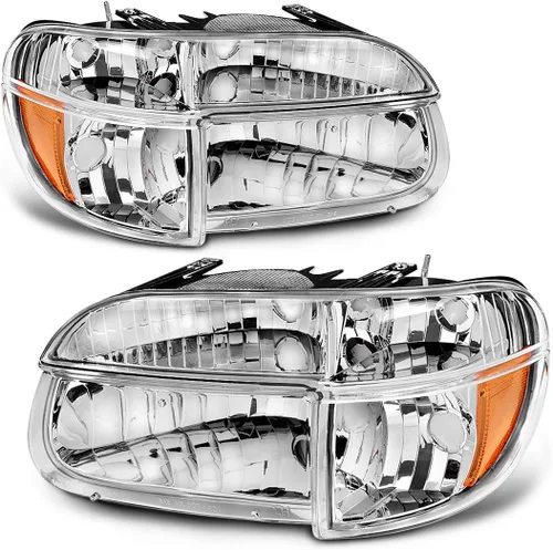 Vista 10 de Conjunto de repuesto de faros delanteros para Ford Explorer. Reflectores ámbar, carcasa cromada