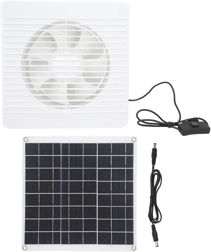 Vista 7 de Ventilador alimentado por panel solar, 15 W, 6 aspas, 16 pies, ventilador de escape solar ABS con alta circulación de aire de flujo de aire, hoja