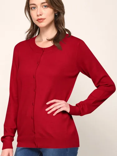 Vista 4 de Made by Johnny Women's Long Sleeve Button Down Classic Crew Neck V-Neck Knit Cardigan Sweater