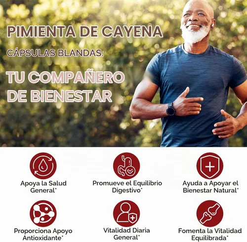 Vista 3 de Suplemento de cápsulas blandas de pimienta de cayena, cápsulas de pimienta de cayena con vitaminas D3+K2 y extractos de semilla de uva, espino